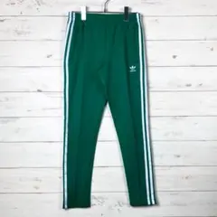 アディダス ジャージ トラックパンツ グリーン ホワイト XS　裾ファスナー