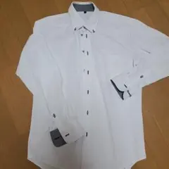 ホワイトストライプドレスシャツ Mサイズ