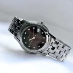 GUCCI 11Pダイヤ デイト シルバー クォーツ メンズ腕時計 1656のサムネイル