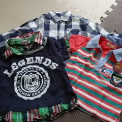 赤ポロシャツ80　紺Tシャツ90　長袖シャツ　３枚セット