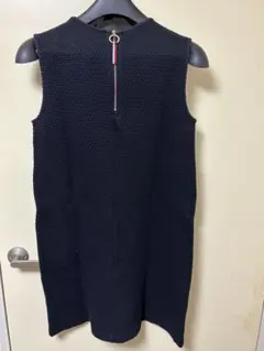 トミーヒルフィガー ノースリーブワンピース 凸凹 鹿の子 紺 美品 S