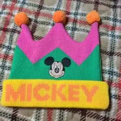 東京ディズニーミッキー ニット帽子 ポンポン レトロ ヴィンテージ