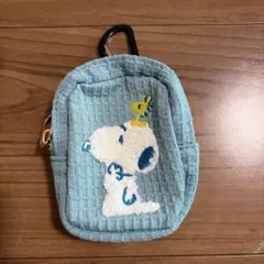 スヌーピー サガラ刺繍 ミニポーチ　水色