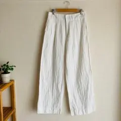 GAP リネン混 ワイドパンツ サイズ2 M 麻55% 綿45% ストライプ
