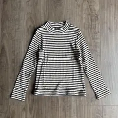 【120cm】ユニクロ ハイネック 長袖カットソー ロンT ボーダー柄