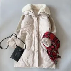 アドーア　ADORE ダウンコート　２Way 　ボア　ベージュ　ダウンジャケット