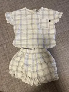 チェック柄トップスとショートパンツセット 110cm セットアップ