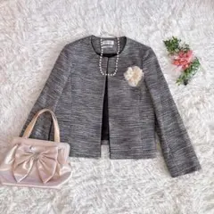 OPAQUE.CLIP ノーカラーツイードジャケットＬサイズ40入学式卒業式