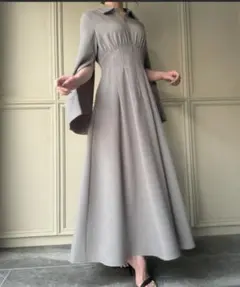 グレー 長袖ワンピース XLサイズ