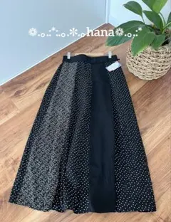 ❁ 春　新品パッチワークロングスカート　ドット小花柄 ❁