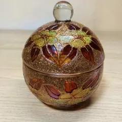 美品　金装飾　花柄　植物　ガラスキャニスター　キャンディーポット