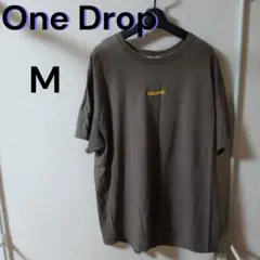 OneDropブラウン 半袖Tシャツ レモンイエロー刺繍 レディース M