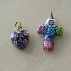 ベネチアングラス　ムラーノミルフィオリ　小さなペンダントトップセット