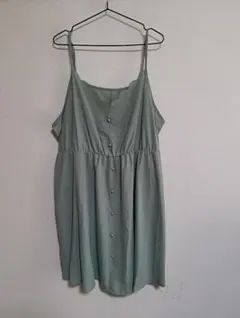 ミントグリーン キャミワンピース スカラップネック