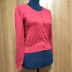 【INGNI】レディース　長袖ニットカーディガン　M　赤　春夏