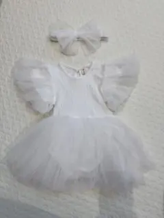 ベビードレス　ロンパース チュール ホワイト　ハロウィン　ニューボーンフォト