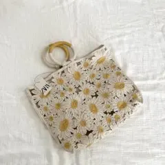 ZARA 新品 レディース花柄 刺繍 かごバッグ 完売品
