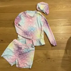 水着 カラフル マーメイド 長袖 ラッシュガード 130 女の子 セパレート