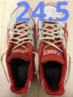 asics 少年野球用スパイクシューズ ホワイト/レッド　24.5