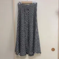【ZARA】ロングスカート チェック 千鳥格子 ツイード ブラック ホワイト