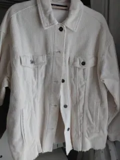 ZARA Sカーキ 白 ホワイト コーデュロイジャケット