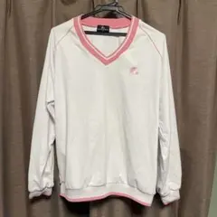 LUCENT Vネック長袖ウェア ホワイト/ピンク