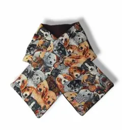 SSD　犬柄ゴブラン織り×ブラックフリース　ティペットマフラー