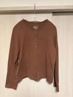 リブ編みカーディガン　L オレンジブラウン　キレイめカジュアル　無印良品