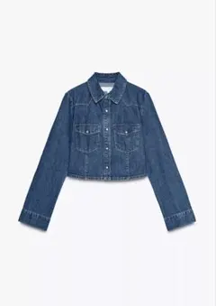 極美品ZARA(ザラ)クロップ丈ショートデニムシャツ