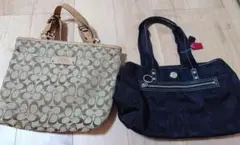 Coach バッグ　ベージュ&ブラック　2点セット