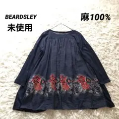 試着のみ‼️　ビアズリー　花柄　刺繍デザイン　ネイビー系　トップス 試着のみ‼️ ビアズリー 花柄 刺繍デザイン ネイビー系 トップス
