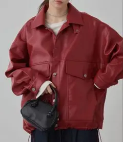3way オーバーサイズ ジャケット レザー 赤 レッド