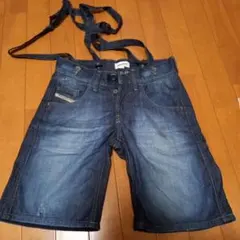 DIESEL　ハーフ　パンツ　ダメージ　紐　付き　短パン　24　デニム　柄