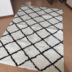モノトーン ダイヤ柄 ラグ カーペット