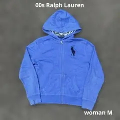 00s ラルフローレン ビッグポニー フルジップ パーカー 青 スカイブルー