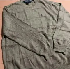 Ralph Lauren 長袖ニットMサイズ若草色カーキ系used古着