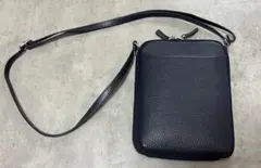 本革 スマホショルダー ネイビー スマホポーチ 斜め掛け ショルダーバッグ 美品