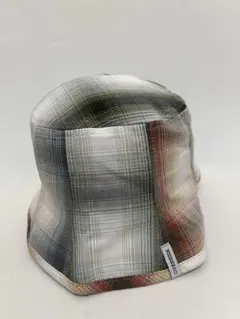 【OVERRIDE】チェック バケットハット　ベージュ　グリーン