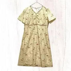 アリスバーリー　Vネック 花柄レース シアーワンピース　ベージュ　9号