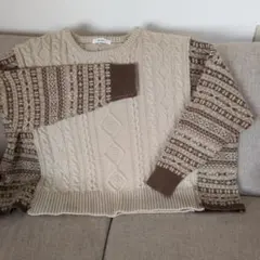 niko and ... ケーブルニット長袖セーター F ベージュ系