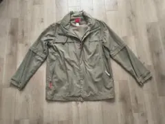 ★フード付きハーフジップジャケット★オリーブ色★サイズM