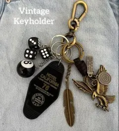 キーホルダー　カラビナ　ヴィンテージ　アメカジ　イーグル　フェザー　鷲　古着