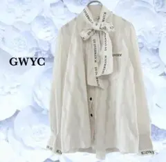 『GWYC』ブラウス シャツ【F】ホワイト 白 リボン 透かし シアー 無地