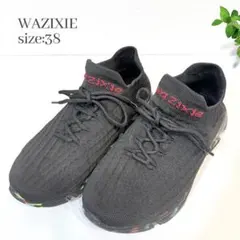 WAZIXIE ニットスニーカー ランニングシューズ ブラック サイズ38のサムネイル