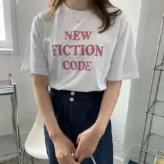 最終値引き 新品 韓国 ピンク ロゴTシャツ おしゃれ 夏 半袖 1点限り