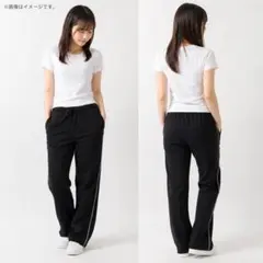 黒 ジャージパンツ サイドライン M相当 紐調整可 部屋着 スポーツ
