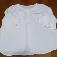ミッシュマッシュ　白　ビーズ装飾付きブラウス 五分丈