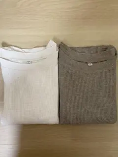 UNIQLO ワッフルクルーネック(7部袖)Sサイズ　2枚セット