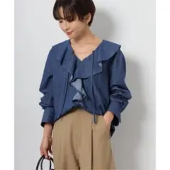 ジャーナルスタンダード レリューム デニムフリルカラーブラウス
