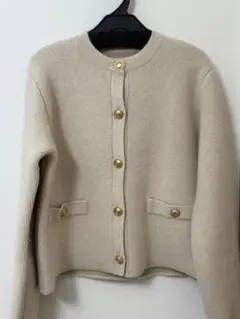 ラクーンブレンドノーカラーニットジャケット　アニュアンス